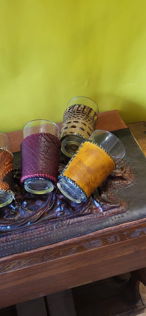 Handmade Leather Glass Covers - Image 2
