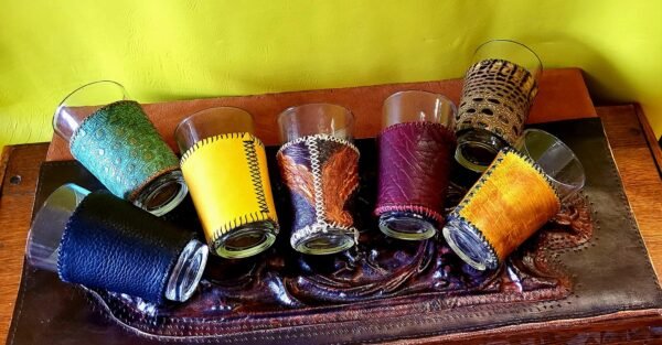 Handmade Leather Glass Covers