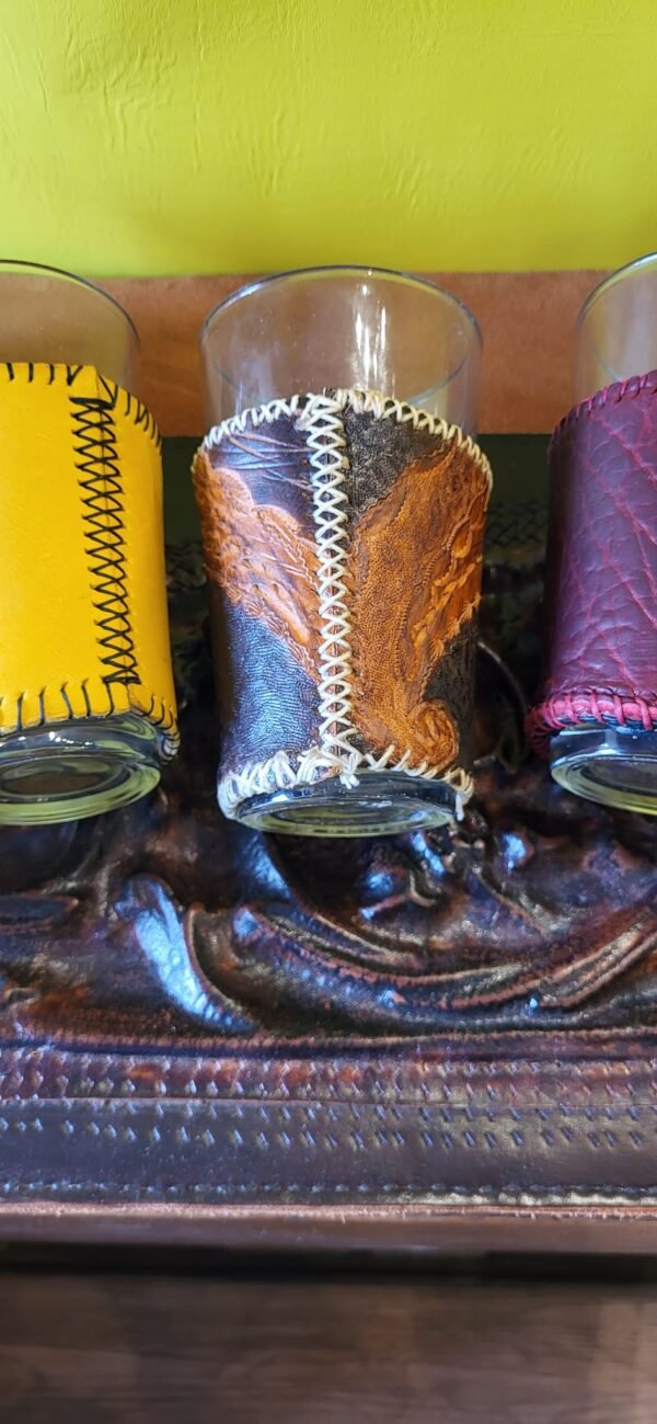 Handmade Leather Glass Covers - Image 3